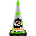 Xpose Safety 28” Lime Green Traffic Cone Dual 6" & 4" Reflective Collar – 1 Pack Multipurpose Premium PVC Safety Cone for Parking, Caution, Construction, Road Crews, Emergency Vehicle - DOT Approved