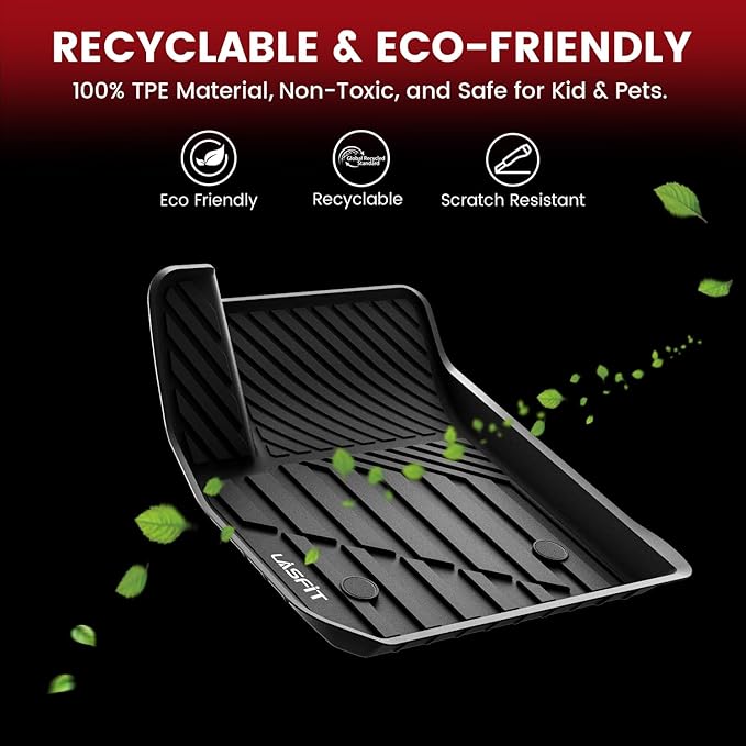 LASFIT Floor Mats for Cadillac XT4 2019-2025, All Weather TPE Custom Fit Automotive Floor Mats for Cars, 1st and 2nd Row Car Floor Mats Full Set for Cadillac XT4 Accessories, 3 PCS, Black