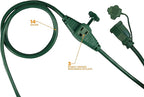 Southwire Outdoor Extension Cord - Durable Medium-Duty Yard & Patio Cable - SJTW Extension - 14 Gauge - 3 Conductor - 3 Outlet - Green - 25 Foot