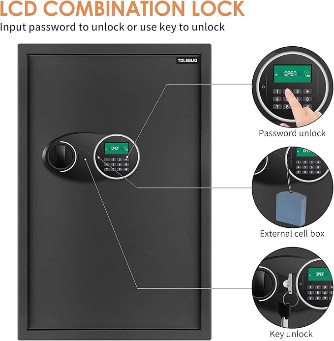 144 Position Key Lock Box Wall Mount with Combination Lock, Digital Key Cabinet Wall Mount, Adjustable Key Safe for Car, Hotels, Office, House