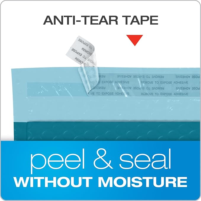 Quality Park Bubble Mailers, 8.25 x 11 Shipping Envelopes, Water Resistant Blue Poly Padded Envelopes, Redi-Strip Peel Off Closure, 25/Box (QUA85867), Letter