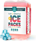 Healthy Packers Reusable Ice Packs for Lunch Boxes - Long Lasting Slim Freezer Packs, Thin Non-Toxic BPA-Free Hard Gel Ice Blocks for Coolers, Kids & Adults Lunch Bags, Travel, Camping, Food Storage