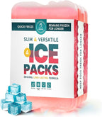 Healthy Packers Reusable Ice Packs for Lunch Boxes - Long Lasting Slim Freezer Packs, Thin Non-Toxic BPA-Free Hard Gel Ice Blocks for Coolers, Kids & Adults Lunch Bags, Travel, Camping, Food Storage