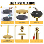 kaiyomi 4Pcs Stanchions with Red Velvet Ropes Set, 5 Feet Velvet Ropes and Posts Poles for Red Carpet Party Decoration and 360° Photo Booth (Golden)