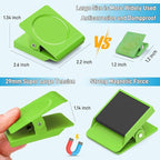 FINDMAG Extra Strong Magnetic Clips Heavy Duty, 4 Pack Super Large Magnetic Clips, Magnetic Christmas Light Clip for Home, Fridge, School, Kitchen (Green)
