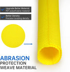 Split Braided Cable Sleeve，Flexible Wire Loom Tubing, Automotive Cord Protector Pet Proof, Cable Management for Computer TV Electric Wires Harness 16ft (Yellow, 10mm（3/8")