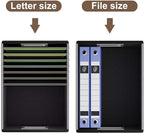Huolewa Portable Leather File Organizer Boxes with Lids, Office Document Boxes Organizer, Filing Boxes, Decorative Small File Boxes for Hanging Files with Plastic Slide for Office/Decor/Home