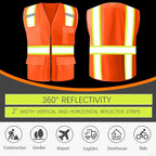 BeautyWill 10/20 Pack Custom Logo Safety Vest,Bulk High Visibility Class 2 Reflective Work Vests