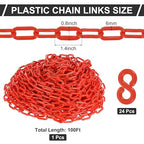 PATIKIL Plastic Chain Links, 100 Foot Safety Barrier Chain for Crowd Control, Queue Line, Parking, Fence, Gate, Concert, Construction Site and Decoration