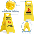 CERLMLAND Caution Wet Floor Sign, Foldable Sturdy Bilingual Double-Sided Safety Warning Signs for Commercial Use, Pool (2-Pack Yellow)