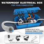 Flemoon [2 Pack] Outdoor Electrical Box Waterproof, Medium Weatherproof Electrical Box (11.5x5.2x4 inch) w/6 Cable Entry Ports, Extension Cord Cover for Power Strip, Timer, Plug, Holiday Light, Blue