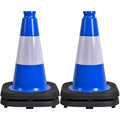 OrangeStar 12" Traffic Cones 4-Pack Blue Safety Cones with Reflective Collars, Heavy Duty Base for Driving Practice, Parking Lots, Construction, Flexible PVC, Indoor & Outdoor Use