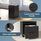 2 Drawer File Cabinet with Lock, Vertical Filing Cabinets for Home Office, Metal Storage Cabinet, Heavy Duty File Cabinet for Under Desk, Amssebly Required, Black