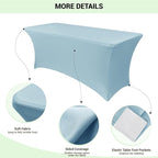 Obstal 6 Pack Spandex Stretch Table Covers for 6 Foot Tables - 6 FT Rectangular Fitted Tablecloth Protector for Wedding, Banquet, Party (Dusty Blue, 72'' Length x 30'' Width x 30'' Height)