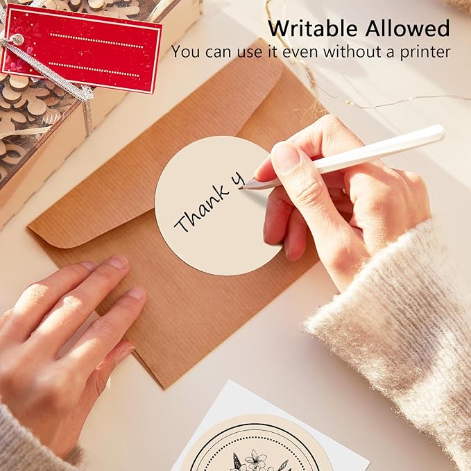 3 X 3 Inch Round Thermal Labels Circle Color Coding Labels Printable Waterproof 500PCS Round Stickers Adhesive Writable for Office, Home, Garage, DIY Sticker, Name Tag, Light Brown