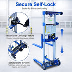 122" 400lbs Material Lift Winch Stacker, Hand Winch Lift Truck with Fixed-Leg, Manual Material Lifter Pallet Stacker for Contractor, Workshop, Industrial, 34.60" L x 24.80" W