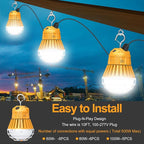 100W/80W/60W LED Temporary Construction Lights - Linkable Work Light Stainless Steel Protective Cage Jobsite Light for Repair Area Bench, Portable Hanging Work Construction Light Input 100~277VAC