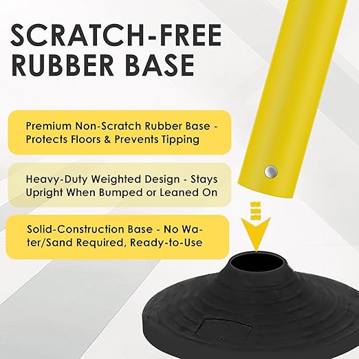 6 Pack Stanchions with Retractable Belts - Heavy Duty Crowd Control Barriers with Weighted Rubber Base, Retractable Belt Stanchions for Queue Line, Events, Public Safety(Yellow，6 Pack）