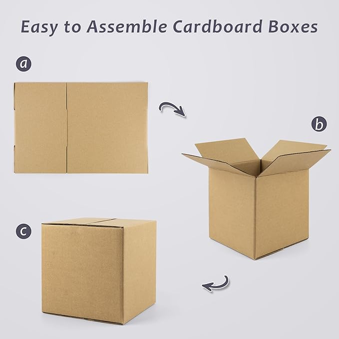 Frametory 7x7x7 Pack of 28 Corrugated Cardboard Packing Shipping Mailing Moving Carton Boxes, Brown