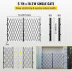 VEVOR Double Folding Security Gate, 61" H x 122" W Folding Door Gate, Steel Accordion Security Gate, Flexible Expanding Security Gate, 360° Rolling Barricade Gate, Scissor Gate or Door with Keys