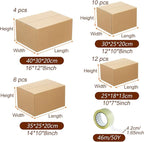 Outus 32 Pack 4 Sizes Shipping Boxes Mailers Corrugated Cardboard Box Kraft Mailing Boxes Small Packing Box with Packaging Tape for Shipping Packing Mailing (Kraft Color,Large)