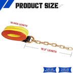2" x 16' Replacement Tie Down Straps with Chain Tail,4-Pack,Heavy-Duty Car Trailer Straps for 8-Point Tie Down Kits – Extension Strap for Vehicle Transport, Flatbeds & Trailers