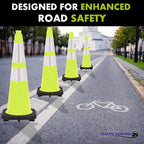 48 Pack 28" Inch Lime Traffic Safety Cones with Dual Reflective Collars - High Visibility Industrial Pylons Traffic Cones for Road, Parking Lots, Driving, Construction