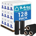 Rosmonde Black Plastic Wrap, 128 Rolls Bulk Pack, 80 Gauge Thick Shrink Wrap, True 18" x 1500 ft Industrial Strength, 9.4 lbs/Roll, Bulk Pallet Stretch Wrap for Warehouse, Moving and Secured Packaging