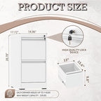 File Cabinet, 2 Drawer File Cabinet with Lock, Steel Vertical Filing Cabinets for Home Office, Heavy Duty File Storage Cabinet for Legal/Letter/A4 Documents, Easy to Assemble, White