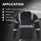 FONIRRA Safety Shirts for Men High Visibility Reflective ANSI Class 2 Hi Vis Construction Work T Shirts Long Sleeve