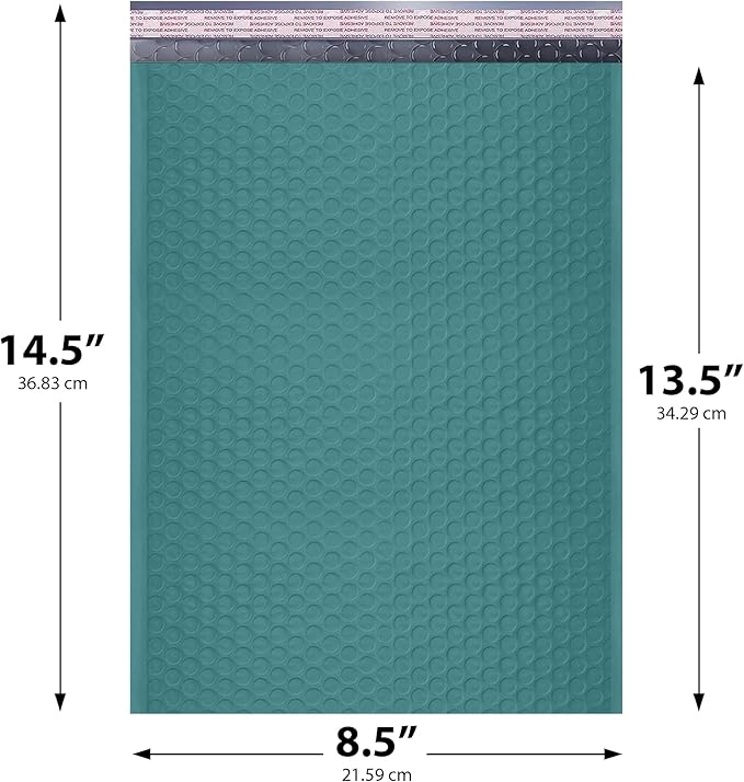 Green Poly Bubble Mailers 8.5x14.5 inch #3 | Self Seal Padded Envelopes | Cushioned Bubble Mailer | Usable Size 8.5x13.5 | WaterProof | Lightweight mailing Shipping Bags | 100 Pack Bulk