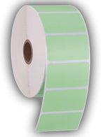 2.25" X 1.25" Direct Thermal Perforated Stickers Labels for Barcodes, Address, Consignment - Compatible with Zebra, Rollo, Godex and More (Green, 12 Rolls)