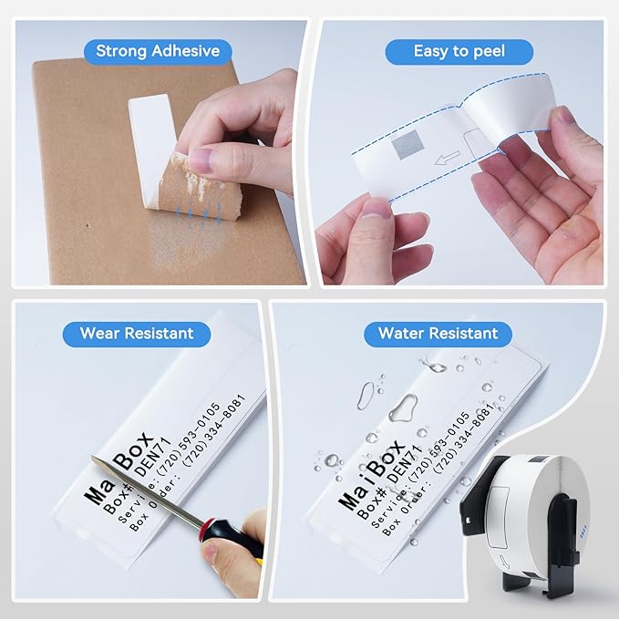 Suminey 10 Rolls Compatible Address Labels for Brother DK-11201/DK-1201, 1.1" x 3.5" Continuous Refillable Shipping Labels, High Adhesive & Smudge-Proof Replacement for Brother DK-11201 Cartridges