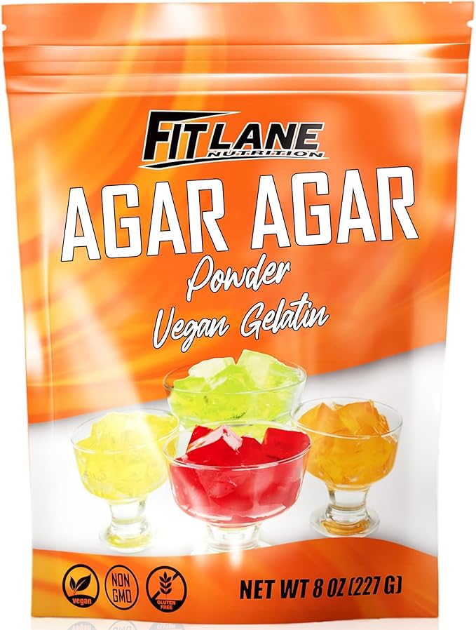 Agar Agar Powder 8oz - Vegan Gelatin Ingredient Unflavored - For Use in Baking, Vegetarian Jello, DIY Petri Dishes, as a Thickener and Gummy Candy Mixes – Nutrient Rich - by Fit Lane Nutrition
