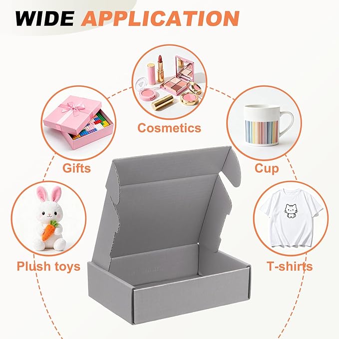 PATIKIL 6 x 4 x 1.6 Inch Shipping Boxes, 30 Pack Color Corrugated Cardboard Box Cute Carton Boxes Literature Mailer for Mailing Packaging Small Business Gift Storage, Gray