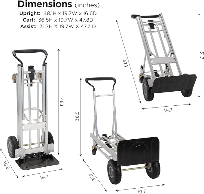 COSCO 4-in-1 Folding Series Hand Truck with Flat-Free Wheels