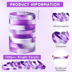 Liliful 100 Pcs Silicone Rubber Wristbands Rubber Wristband Bracelet Bands for Silicone Wristbands for Women Men(Purple and White)