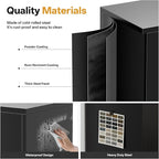 Metal Garage Storage Cabinets,71” Tall Metal File Cabinet with 5 Adjustable Shelves, Lockable Storage Cabinets for Office, Home, Garage, Warehouse 71" H x 32" W x 16" D (Black)