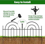 Decorative Garden Fence, 32 Panels No Dig Fence 45.3ft(L) x13in(H) Animal Barrier for Dog Rabbit, Arched Flower Bed Wire Border Rustproof Metal Panel Fencing for Yard Patio Outdoor Decor