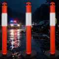 46” Traffic Delineator Post Cones with Stable Carbon Steel Base and Reflective Bands, Channelizer Post Kit, Delineator Post for Road Safety and Event Management (3 Pack)