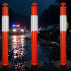 46” Traffic Delineator Post Cones with Stable Carbon Steel Base and Reflective Bands, Channelizer Post Kit, Delineator Post for Road Safety and Event Management (3 Pack)