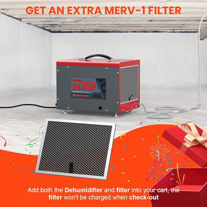 Abestorm 70 Pints Crawl Space Dehumidifiers, Compact Portable Commercial Dehumidifier Up to 1,000 sq. ft. Auto Defrost, Memory Starting Crawlspace dehumidifiers