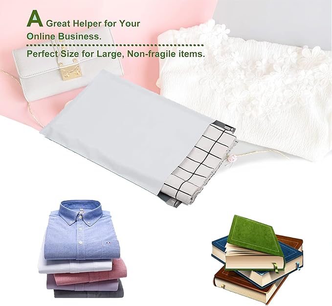 OausTect Large Poly Mailers 10x13 Self Seal Shipping Bags For Small Business, Clothing Packaging Bags, 200 Pack Shipping Envelopes, Tear Proof & Waterproof, White