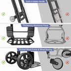KEDSUM 3-in-1 Convertible Hand Truck Dolly, 600LBS Heavy Duty Dolly Cart with Wheels, Dolly Cart with Adjustable Handle & Caster Wheels for Home,Office,School, 6 Wheels Innovative Design, Collapsible