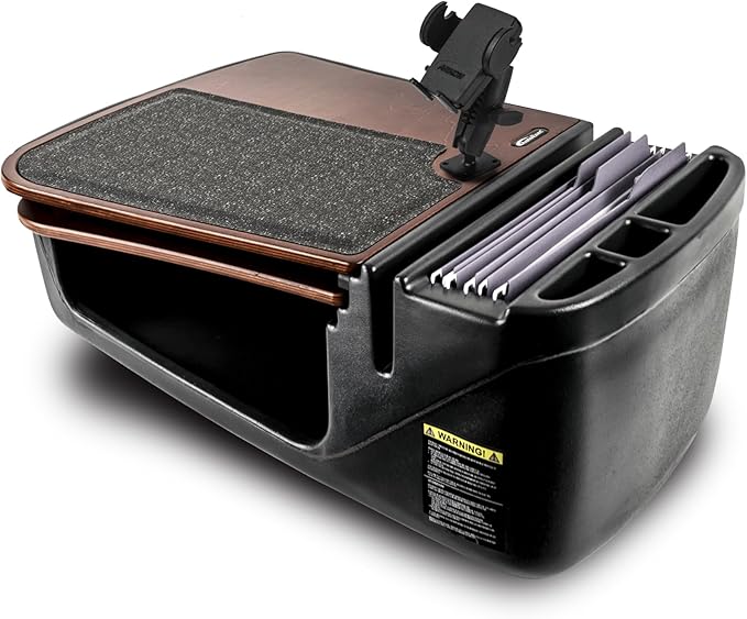 AutoExec GripMaster Car Desk for Your Vehicle Workstation and Mobile Office, Mahogany with Phone Mount