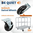 2 in 1 Steel Panel Truck Cart, 36x24 inch Flatbed with 2200 LBS Capacity, Heavy Duty Drywall Dolly with 3 Removable Side Handrails & 360 Swivel Wheels, Industrial Grade Platform Truck