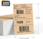 Khaki Direct Thermal Labels 4 × 6 Inch Vinyl Self-Adhesive Fanfold Shipping Stickers Waterproof Perforated Printer Decal for Office School Warehouse 500 PCS