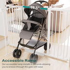 Cumbor 36" Extra Tall Baby Gate for Stairs, 29.7-57" Extra Wide Dog Gate for Doorways Hallways, Pressure Mounted Child Gate for Wide Opening, Auto Close Personal Safety for Babies and Pets, White