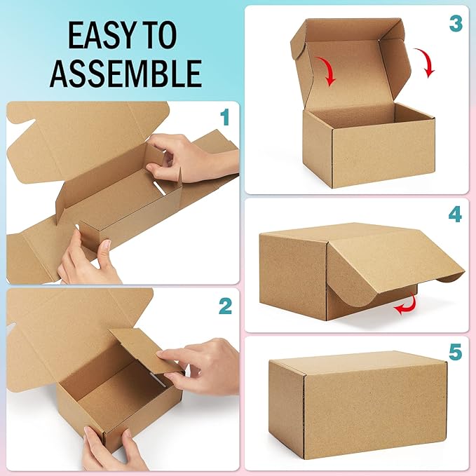 Shipping Boxes 6x4x3 inches Small Mailing Boxes 25 Pack Brown Cardboard Corrugated Box Mailers
