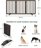 Dog Gates for Doorways, Tall Dog Gate Indoor, Foldable Pet Gates for Doorways Bedroom, Freestanding Puppy Gate with Metal Support Feet, Room Divider,3 Panels (Brown)